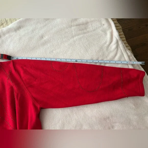 Vintage Quacker Factory Red Cardigan with Puppy Dog Embroidery XL Bone Buttons - Picture 7 of 8